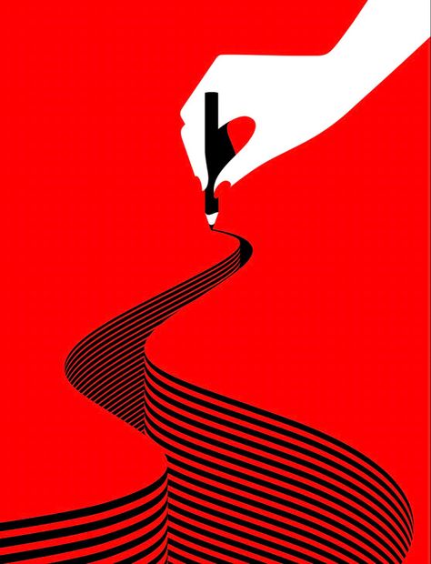 Malika Favre Illustration, Magic Pencil, Vector Characters, Negative Space Design, Malika Favre, Peter Saville, Fall Art Projects, Wave Poster, Geometric Artwork