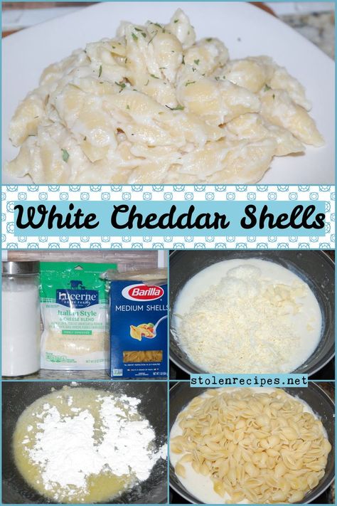 This easy to make pasta side dish is a fancy version of macaroni and cheese. The cheese sauce starts with butter and flour in a saucepan. Then milk and pepper are added and cooked until thickened. Next three types of cheese are added: shredded white cheddar, provolone and Parmesan cheese. Once all the cheeses are melted, then cooked pasta shells are stirred into the sauce. Easy To Make Pasta, Pasta Side Dish, Pasta Side, Make Pasta, Pasta Side Dishes, Cooked Pasta, Pasta Sides, Pasta Shells, Types Of Cheese