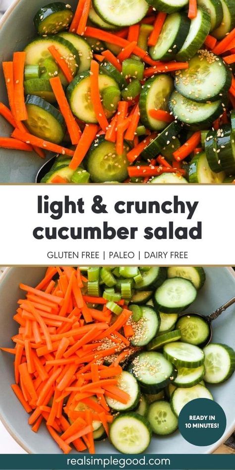 Celery And Carrot Salad, Cucumber Carrot Salad Recipes, Cucumber Carrot Salad Vinegar, Cucumber Ginger Salad, Cucumber Carrot Asian Salad, Cucumber Salad Italian Dressing, Carrot And Cucumber Salad, Cold Cucumber Salad, Cucumber Salad Healthy