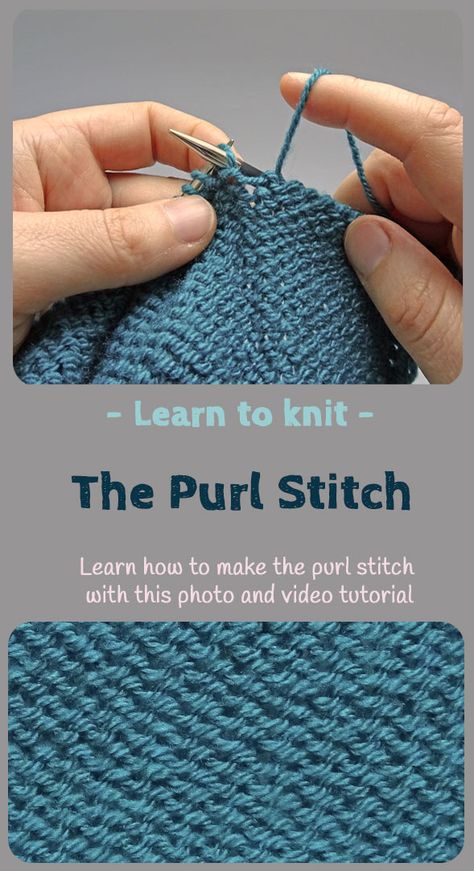 Ever fancied learning knitting. Its simple! try this easy to follow step by step tutorial to teach you how to knit the purl stitch. This post includes a full photo tutorial but also a video showing you exactly what to do. Pearl Stitch Knitting, Learning Knitting, Knit Stitches For Beginners, Bamboo Knitting Needles, Learn To Knit, Knitting Basics, Beginner Knitting Patterns, Knit Basket, Vogue Knitting