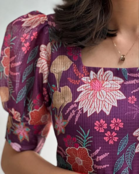 Puff Sleeve Churidar, Kurti Designs Latest Cotton Neck Pattern, Kurtis Neck Designs Latest Fashion, Kurta Neck Designs Latest, Kurti Neck Designs Latest Fashion Neckline, Puff Sleeves Kurti, Kurti Neck Designs Latest Fashion, A Line Kurti Designs, One Piece Dress Design