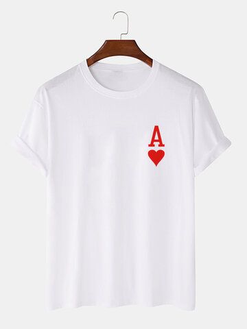 Ti Shirt, Ace Of Hearts, Short Sleeve Pattern, Men's Knit, Fashion Website, Shirt Price, Cotton Shorts, Online Clothing, Poker