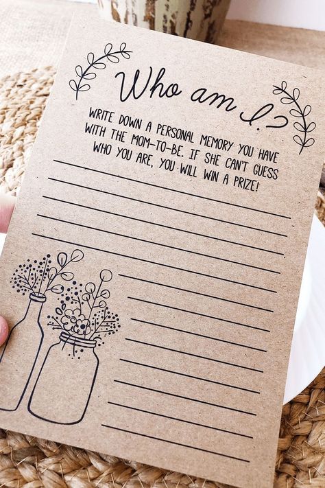 Who Am I Game, Baby Shower Game Printable, Baby Shower Game Cards, Boy Baby Shower Ideas, Fun Baby Shower Games, Cat Baby, Baby Shower Inspiration, Fiesta Baby Shower, Baby Shower Party Favors