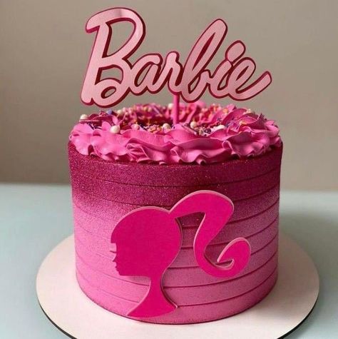 Pink Barbie Cake Birthdays, Barbie Birthday Cake Ideas, Cake Barbie Birthday, Barbie Theme Cake, Latest Birthday Cake, Barbie Doll Birthday Cake, Double Birthday Parties, Doll Birthday Cake, Rose Gold Wedding Cakes