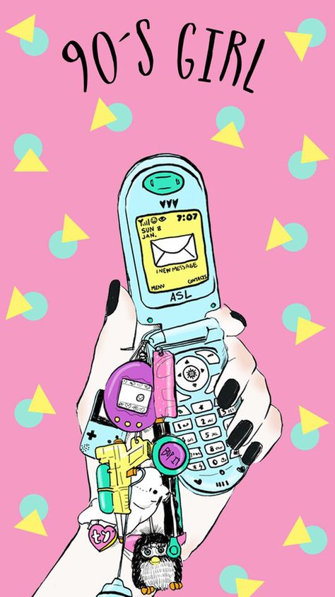 Ohhh the 90s!! Downloaded from Girly Wallpapers. 90s Aesthetic Wallpaper, 90s Aesthetic, A Cell, Pink Background, Aesthetic Wallpaper, Wallpaper Iphone, Cell Phone, Wallpapers, Iphone