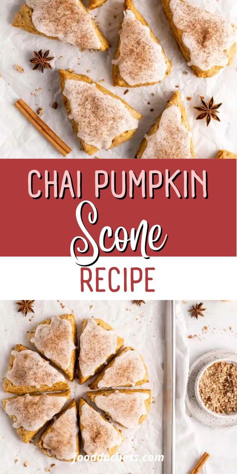 These incredible chai-spiced pumpkin scones are full of warm aromatic flavour, and are perfectly flaky in texture.Making these Chai Pumpkin Scones starts with using the right kind of flour. In this recipe I utilized both pastry flour and All-Purpose Flour. When making scones, or many different type of pastries, you want a flaky and tender final product. This is achieved with pastry flour, which has about 8-9% gluten content. Although less gluten provides a tender dough. Chai Scones, Making Scones, Pumpkin Scones Recipe, How To Make Scones, Types Of Pastry, Scones Recipe Easy, Scones Ingredients, Pumpkin Scones, Pumpkin Chai