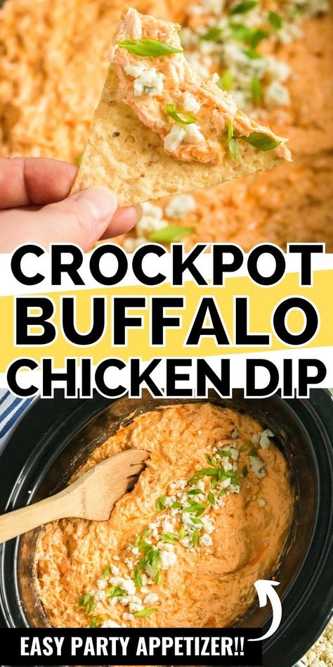 Dip For Party, Chicken Dips Crockpot, Buffalo Ranch Chicken Dip, Crockpot Dip, Crockpot Buffalo Chicken Dip, Dip Recipes Crockpot, Buffalo Chicken Dip Crock Pot, Crockpot Buffalo Chicken, Buffalo Chicken Dip Easy