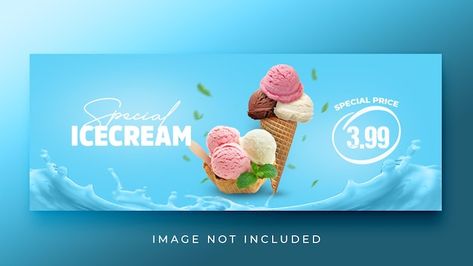 Ice Cream Banner, Ice Cream Menu, Website Banner, Ice Cream Shop, Free Vectors, Banner Template, Banner Design, Graphic Resources, Che Guevara