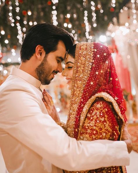 Ideas For Couple Photoshoot When Having An Intimate Wedding Barat Dress Design, Wedding Photoshoot Couple, Desi Wedding Aesthetic, Barat Dresses, Barat Dress, Marriage Photoshoot, Bride Groom Photoshoot, Muslim Wedding Photography, Groom Photoshoot