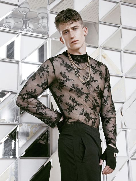 Lace Top Men, Undershirt Outfit, Menswear Editorial, F Men, Gender Fluid Fashion, Mens Fashion Editorial, Gay Fashion, Queer Fashion, Photography Styling