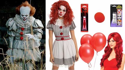 Check out all of the best items you'll need to create your own woman's Pennywise 'It' clown costume at SHEfinds.com. It's scary yet cute! Scary Movie Costumes Women, Womens Pennywise Costume, Scary Movie Costumes, It Clown Costume, Female Pennywise, It Costume, Pennywise Costume, 2017 Halloween Costumes, Scary Clown Costume