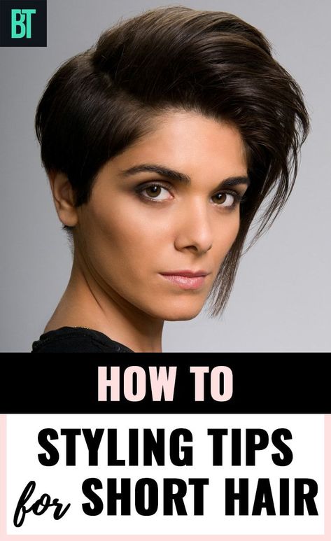 How to hairstyle for short hair! Beauty tips on styling short hair. How to add volume and texture and use hair styling tools on short hair. Easy beauty tips for your hair. Hair Styling Products For Short Hair, Short Hair Tips, Short Hair Volume, Styling Short Hair, Hairstyling Tools, Hair Stail, Warm Hair Color, Hair Mistakes, Really Short Hair