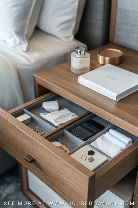 21 How To Decorate Nightstands Organized Bedside Table, What’s In My Nightstand, Guest Nightstand, Alternative Nightstand Ideas, Nightstand Organization Ideas, How To Decorate Nightstand, White And Turquoise Bedroom, Mismatched Nightstands, Functional Bedside Table