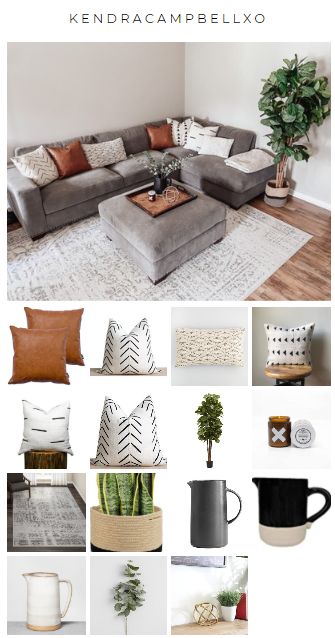 Modern Boho Grey Couch, Boho Pillows On Grey Couch, Gray Couch With Leather Pillows, Dark Grey Couch Rust Pillows, Grey Couch Boho Pillows, Boho Black And Grey Living Room, Grey Couch Pillow Ideas Modern, Gray And Brown Leather Living Room, Gray Couch Styling Pillows