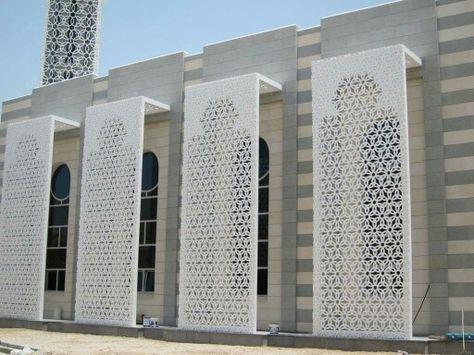 Panel Facade, Modern Mosque, Mosque Design Islamic Architecture, Column Capital, Mosque Design, Arsitektur Masjid, Mosque Architecture, تصميم للمنزل العصري, Pintura Exterior