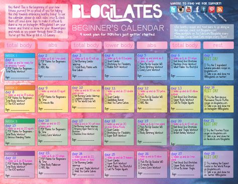 blogilates beginners calendar!!! Free youtube workouts from Cassey Ho that make you SORE and get you fit! I'm doing her 90 day challange food plan and this calendar and its perfect! I'm toning up safely and effectively and not working SOHARD where I just want to quit. SHE MAKES FITNESS FUN Y'ALL Blogilates Beginner Calendar, 1 Month Workout Plan, Beginner Pilates, Body Makeover, Pop Pilates, Beginner Workouts, Youtube Workout, Pilates Video, 90 Day Challenge