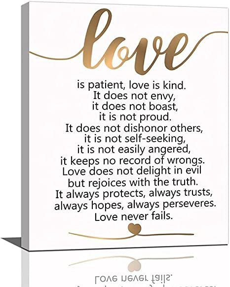 Inspirational Wall Art Painting Love Is Patient Love Is Kind Wall Art Gold Canvas Wall Art For Living Room Bedroom Home Decor Framed Ready To Hang 12x16 Inch Art Painting Love, Quote Painting, Picture Wall Bedroom, Painting Family, Love Is Patient Love Is Kind, Wall Art Gold, Wall Art For Bedroom, Gold Canvas, Painting Quotes