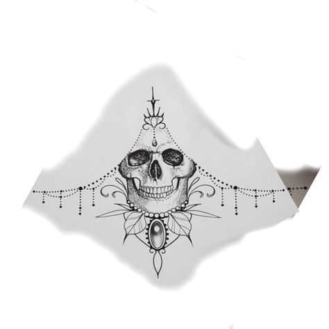 Skull Chest Tattoo Female, Skull Sternum Tattoo, Sternum Tats, Lace Tattoos, Sternum Tattoo Design, Underboob Tattoo Designs, Lace Tattoo Design, Chain Tattoo, Boho Tattoos