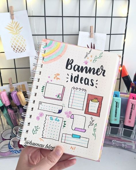 Banner ideas by @husnas.blog so you have plenty of options to choose from 🤩🤩 . . . . 🌴🌴🌴🌴🌴🌴🌴🌴🌴🌴 #bulletjournalideas #bulletjournalspread… Journal Banner Ideas, Journal Banner, Bullet Journal Titles, Bullet Journal Headers, Bullet Journal 2020, Goals Bullet Journal, Bullet Journal Font, Bullet Journal Banner, Journal Fonts