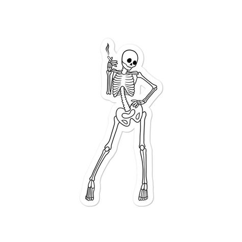 Stickers Skeleton, Sassy Skeleton, Happy Skeleton, Rocket Art, Small Tats, Skeleton Sticker, Skeleton Tattoos, Black And White Stickers, Skeleton Design