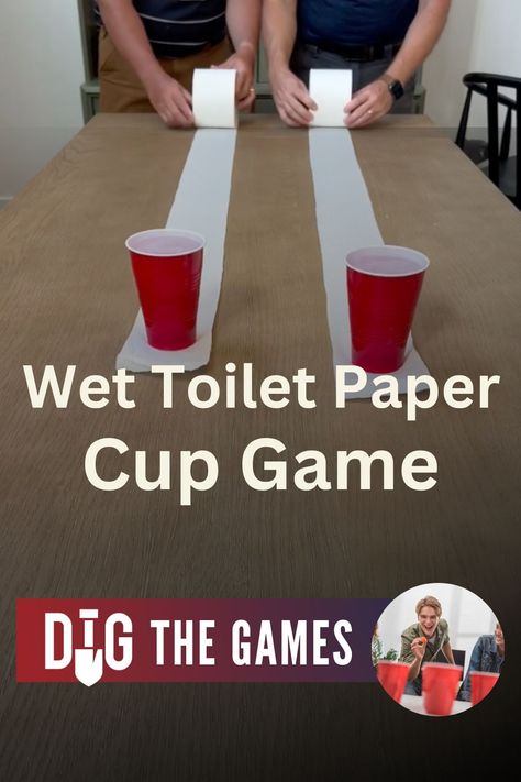 Toilet Paper Derby, Toilet Paper Race Game, Toilet Paper Derby Game, Games With Toilet Paper Rolls, Wine Glass Game With Toilet Paper, Fill The Cup Water Game, Catch The Cup Game, Toilet Paper Roll Games For Adults, Games With Plastic Cups