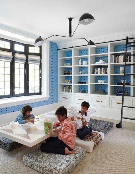 House & Home - 15 Inspiring Kids' Workspaces That Make Homework Fun Ali Budd Interiors, 80's Room, St Frank, Homework Room, Kids Workspace, White Marble Floor, All White Kitchen, Little Library, White Rooms