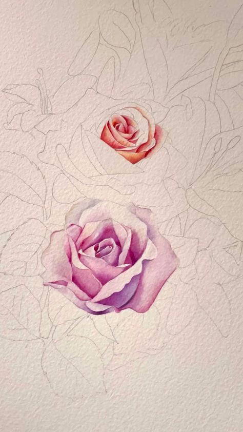 Sculpture Art Projects, Painting Flowers Tutorial, Watercolor Flowers Tutorial, Art Painting Tools, Watercolor Roses, Diy Watercolor Painting, Watercolor Flower Art, Watercolor Painting Techniques, Painting Art Lesson