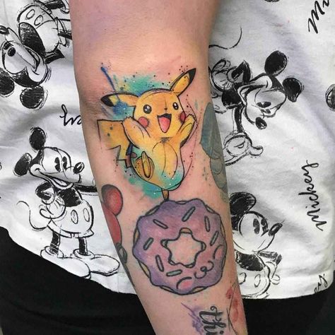 Sketch watercolor tattoo by Josie Sexton 1.	♥TATTOOS #tattoo #tatuagem #tattoos #tattoo2me #ink #tatuagens #tatuagensfemininas #tattooed #tatuagensdelicadas #inspirationtattoo #inked… #forearmtattoos #tattoodesigns #tattooideas #art #tattoosdesigns #art #stylish #tattoos Thunderbolt Tattoo, Pokemon Tattoos, Pikachu Tattoo, Sketchy Tattoo, Tattoo Uk, Gamer Tattoos, Nerd Tattoo, Stylish Tattoo, Pokemon Tattoo