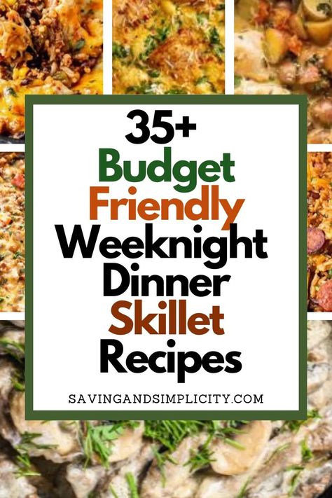 Stop stressing weeknight dinner time.  Cheap & easy skillet recipes. Simple, easy cast iron skillet meals that satisfy even the pickiest eater. Easy weeknight meals.  An entire month worth of skillet dinners.  No two dinners the same. 32 is on my must try list. Family dinners made easy. Easy Skillet Meals Healthy, Easy Skillet Recipes, Cast Iron Skillet Meals, Healthy Skillet Meals, Iron Skillet Meals, Skillet Lasagna Recipe, Easy Weekday Dinners, Week Recipes, Mini Meals