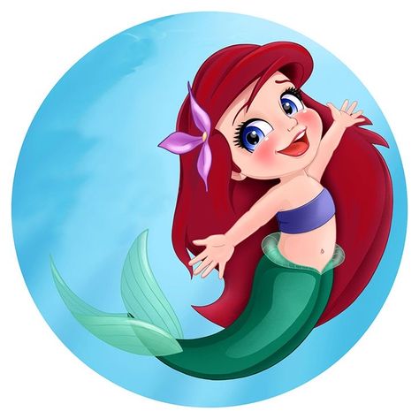 Baby Ariel Disney, Ariel Bebe, Ariel Cartoon, Ariel Baby, Mermaid Happy Birthday, Ariel Drawing, Mermaid Birthday Party Decorations, Mermaid Theme Birthday Party, Ariel Disney