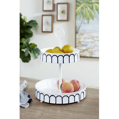 Charlton Home Keturah Small Metal Round Serving Tray Tiered Cupcake Stand, Tiered Tray Stand, Cupcake Tiers Stand, Tiered Server, Mirror Vanity Tray, Accent Tray, Serving Tray Set, Decorative Stand, White Tray