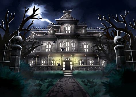 Thumbnails Youtube Background, Scary Haunted House, Scary Houses, Best Facebook Cover Photos, House Cartoon, Ghost House, Ghost Type, Youtube Banner Design, Set Design Theatre