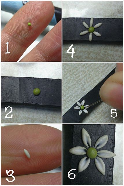 Edelweiss Blümchen Clay Embroidery, Crea Fimo, Polymer Clay Embroidery, Mini Tutorial, Polymer Clay Jewelry Tutorials, Tanah Liat, Polymer Clay Diy, Polymer Clay Jewelry Diy, Polymer Crafts