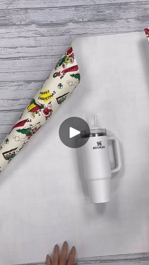 Wrapping A Tumbler Gift, Wrapping A Cup Gift, How To Wrap A Mug Gift, How To Wrap A Stanley Cup, Tumbler Gift Wrapping Ideas, Stanley Christmas Gift, Stanley Gift Ideas Filled, Stanley Cup Gift Ideas Filled, Stanley Cup Gift Ideas