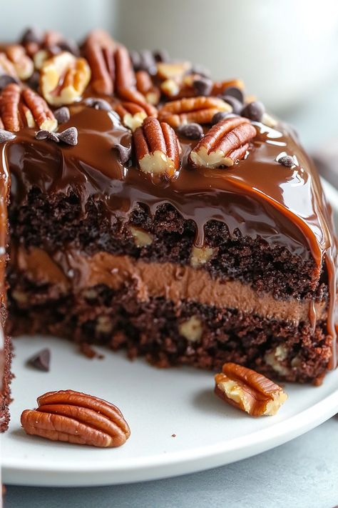 Dive into the decadent layers of Turtle Caramel Cake, with rich chocolate cake, gooey caramel, and crunchy pecans. It’s a luxurious treat that combines all the beloved flavors of turtle candies in one spectacular dessert. #TurtleCake #CaramelChocolate #DecadentDessert Turtle Cake Recipe Easy, Turtle Candies, Caramel Chocolate Cake, Chocolate Caramel Cake, German Chocolate Cake Mix, Quick Cookies, Desserts Ideas, Gooey Caramel, Turtle Cake