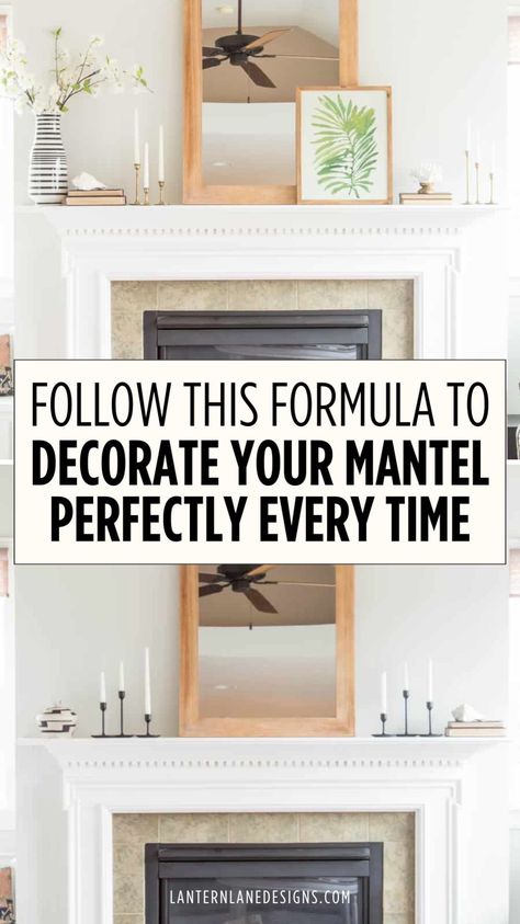 Find out how to make your fireplace the centerpiece of your home with our Fireplace Mantle Decor ideas. Our blog post guides you through various styles and accessories, including the perfect Fireplace Mirror, to help you create beautiful Fireplace Mantels that reflect your personal taste. Split Mantle Fireplace, Mantle Decor No Tv, Shallow Mantle Decor, Fireplace Mantle Mirror Decor, Fireplace Mantel Decor With Mirror, Fireplace Decor Mirror, What To Put Over Fireplace, Above Mantel Decor Ideas, How To Style A Fireplace Mantle