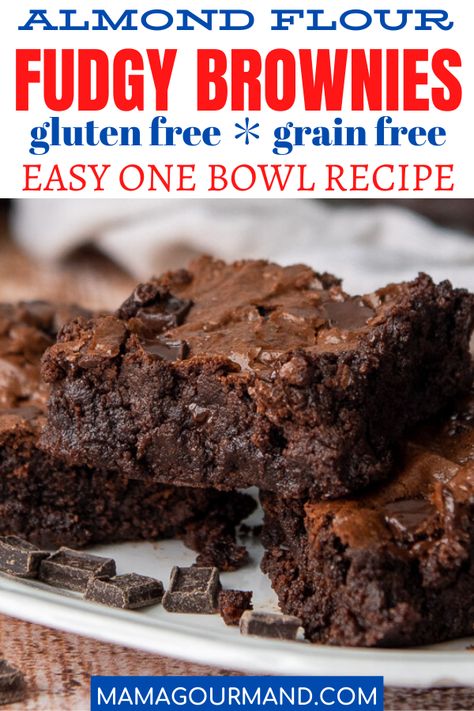 Gluten Free Desserts Almond Flour, Desserts With Almond Flour, Clean Brownies, Grain Free Brownies, Brownies Fudgy, Almond Flour Brownies, Baking With Almond Flour, Chocolate Crust, Desserts Vegan