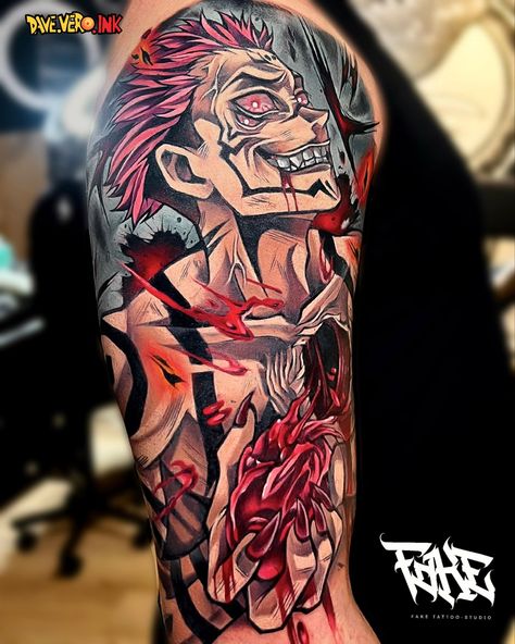 Sakuna Jujutsu Kaisen Tattoos, Jujutsu Kaisen Tattoo, Realistic Tattoo Ideas, Nerd Tattoos, Interesting Tattoos, Games Wallpaper, Nerd Tattoo, Tattoos Arm, Men Tattoos Arm Sleeve