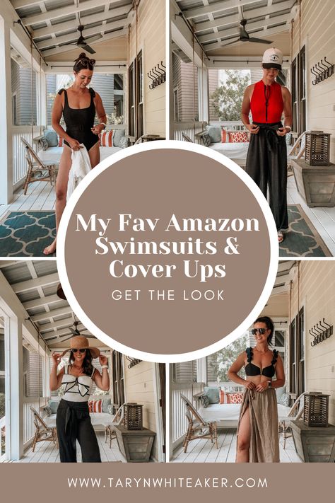 My Fav Amazon Swimsuits & Cover Ups - Taryn Whiteaker Designs Bow Swimsuit, Beach Looks, European Style Homes, Crochet Swim, Travel Tags, Amazon Favorites, Swimsuit Material, Crochet Cover Up, Beach Gear