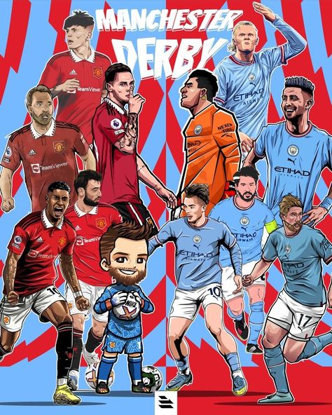 Manchester Derby Poster, Poster 2023, Potrait Painting, Manchester Derby, Fa Cup Final, Fa Cup, Cup Final, Man United, Manchester