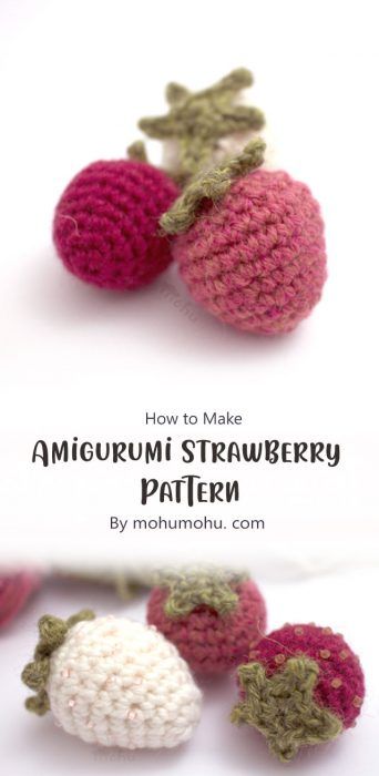 Crochet Strawberry Amigurumi Free Pattern, Crochet Berries Free Pattern, Free Crochet Strawberry Pattern, Strawberry Amigurumi Free Pattern, How To Crochet A Strawberry, Strawberry Crochet Pattern Free, Crochet Strawberry Pattern Free, Crochet Mini Strawberry, Mini Crochet Patterns