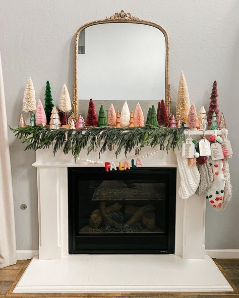 Spreading Christmas Cheer, Christmas Mantle Decor, Christmas Fireplace Decor, Christmas Window Decorations, Sleigh Bells, Christmas Mantel, Pink Christmas Decorations, Unique Christmas Decorations, Christmas Mantel Decorations