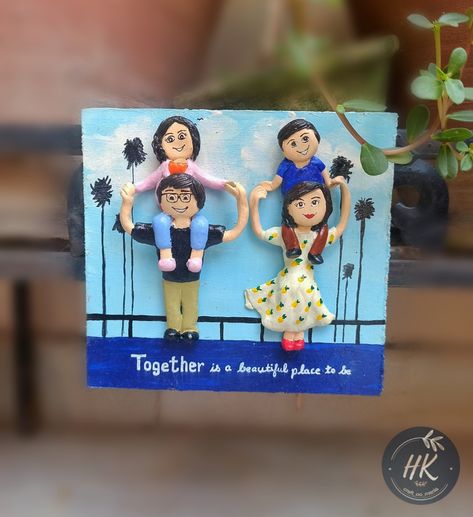 Clay Canvas Art, Clay Canvas, Family Potrait, Name Plate Design, Couples Diy, Clay Diy Projects, Show Love, Plate Design, Room Art