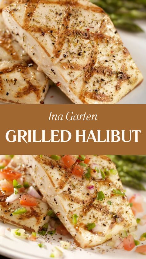 Ina Garten Grilled Halibut Bbq Halibut Recipes, Halibut Recipes Grilled, Best Halibut Recipes, Halibut Steaks, Grilled Halibut Recipes, Halibut Recipe, Grilled Halibut, Dried Dill, Grilled Fish Recipes