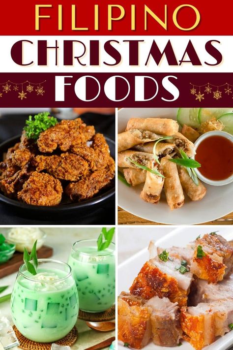 With these delicious and traditional Filipino Christmas foods, this year's Noche Buena (Christmas Eve Dinner) will be better than ever. Christmas Noche Buena Food, Pinoy Noche Buena Foods, Filipino New Years Eve Traditions, Filipino Noche Buena Food, Filipino Holiday Dishes, Chinese Christmas Food, Filipino Thanksgiving Food, Filipino New Years Eve Food, New Year Food Ideas Filipino