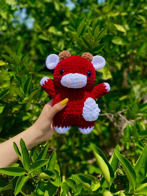 Red Crochet Stuffed Animals, Red Crochet Animals, Red Crochet Amigurumi, Red Crochet Plushie, Crochet Ideas With Red Yarn, Red And White Crochet Ideas, Red Yarn Crochet Ideas, Red Things To Crochet, Red Yarn Crochet Projects