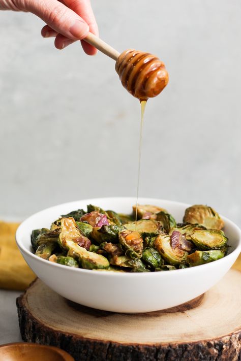 Honey Dijon Brussel Sprouts, Glazed Brussel Sprouts, Caramelized Brussel Sprouts, Honey Brussel Sprouts, Roasted Brussel Sprouts Oven, Cooking Stuff, Honey Dijon, Roasted Brussel, Easy Side Dish