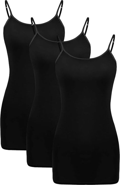 WILLBOND 3 Pieces Women Basic Long Tanks Adjustable Spaghetti Strap Camisole Top (,) Black at Amazon Women’s Clothing store Long Tank, Amazon Women, Clothing Store, 3 Piece, Spaghetti Strap, Camisole Top, Spaghetti, Women's Clothing, Clothes For Women