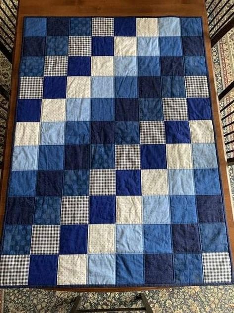 Men Quilts Ideas, Teen Boy Quilt Ideas, Masculine Quilt Patterns, Quilts For Men, Quilts For Men Patterns, Flannel Quilt Patterns, Quilted Potholder Pattern, Denim Quilt Patterns, Blue Jean Quilts