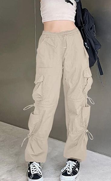 Baggy Parachute Pants for Women Drawstring Elastic Low Waist Ruched Cargo Pants Multiple Pockets Jogger Y2K Pants Parachute Pants Outfit, Y2k Pants, Looks Pinterest, Baggy Pant, Dressy Outfits, Pants Outfit, Women Girl, Cargo Pants, Parachute Pants